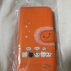 ★新品・未使用★猫デザイン 手帳型ケース オレンジの画像