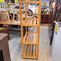 パイン材 4段ラック オープンシェルフ ウッドラック 棚板高さ調節可 横幅61cm奥行35cm高さ120.5cm★買取帝国 志木店の画像