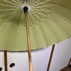 和傘（抹茶グリーン）竹製持ち手 撮影小道具・和装小物・普段使い・インテリアにもの画像