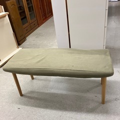 T2510-264 ダイニング用ベンチソファ モスグリーン ファブリックタイプ ほつれ色あせシミ有りの画像