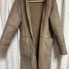 フード付きボア ロングコート リバーシブルの画像