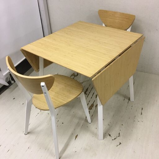  25125  バタフライ式ダイニングテーブル椅子2脚セット IKEA   ◆大阪市内・東大阪市他 6,000円以上ご購入で無料配達い