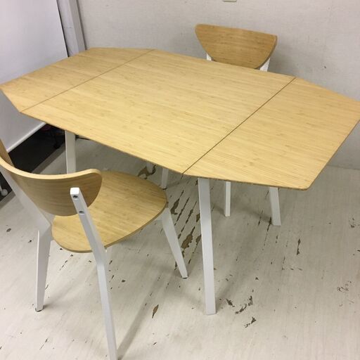  25125  バタフライ式ダイニングテーブル椅子2脚セット IKEA   ◆大阪市内・東大阪市他 6,000円以上ご購入で無料配達い