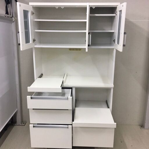 25142  3枚扉キッチンボード　食器棚　幅105cm 内田工芸   ◆大阪市内・東大阪市他 6,000円以上ご購入で無料配達いた