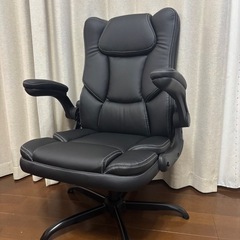 【新品未使用】オフィスチェア❤️跳ね上げ式アームレスト ロッキング PUレザー 腰サポートの画像