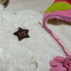 〜90サイズ ボアポンチョ、46くらい？帽子の画像