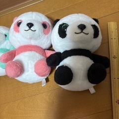 パンダとハムスターのぬいぐるみの画像