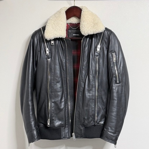 [希少！XSサイズ]ディーゼル　レザージャケット　ぼあつきボア付き
