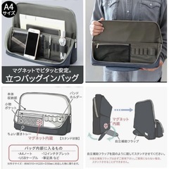 ソニック 立つバッグインバッグ スマスタ ワイド ユートリム A4 グレーの画像