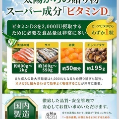 【新品】高濃度ビタミンD3 オメガ3配合 健康サプリ 国内製造 無添加の画像