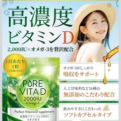 【新品】高濃度ビタミンD3 オメガ3配合 健康サプリ 国内製造 無添加の画像