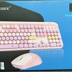 ワイヤレスキーボード マウスセット – レトロ可愛いピンクの画像