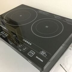 【🍀美品】アイリスオーヤマ【電気工事不要】2口IHクッキングヒーター EIH1470-B「管理No8」の画像