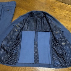 オンワード樫山 オーダースーツ ほそみ細身M相当 ネイビーストライプ 日本製の画像