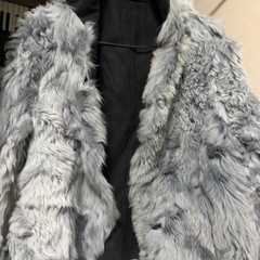 ANNA BARBARA フェイクムートン切り替えジャケット（グレーブルー／イタリア製）の画像