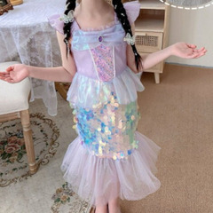 アリエル風ドレス 子供用　高品質　キッズ 子供 プリンセスドレスコスチューム コスプレ ハロウィン クリスマス お姫様 子ども 女の子 リトルマーメイド風の画像