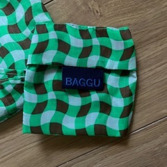 BAGGU バグー Baby エコバッグ ウェービーギンガム 緑 グリーンの画像