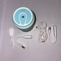 【卓上】超音波式ミスト加湿器 ミントグリーン　加湿器➕ファン➕ライトの画像