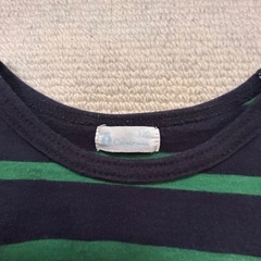 Combi mini ボーダー長袖Tシャツ 110相当 ネイビー×グリーンの画像