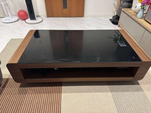 ニトリ ブラックガラストップリビングテーブル