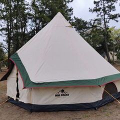 ほぼ新品 TCコットン ワンポールテント ベルテント 4～5人用 薪ストーブ対応 グランドシート付きの画像
