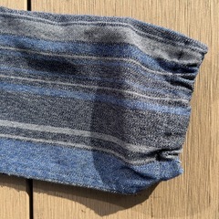 ブルーのストライプパンツ110センチの画像