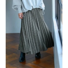 【美品】 VIS ラメプリーツスカート ブラック系 シルバーの画像