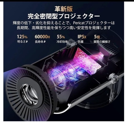 プロジェクター 小型　明るさプラ&270°回転＆自動台形補正　Wi-Fi6瞬間