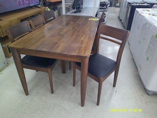ID:G60678231　食卓7点セット　家具の大丸　天板ヤケ有
