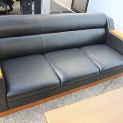 応接セット　ブラック　３Px1　１Px2　スツールｘ2　センターテーブルｘ1　ビニールレザーの画像