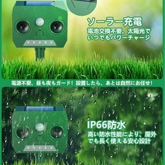 📢【ソーラー充電式・強力猫よけ】広範囲感知＆IP66防水の画像