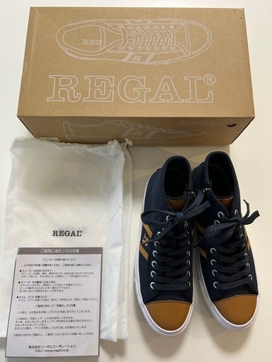 未使用REGAL リーガルFG18F BE74 サイドファスナーハイカットスニーカー ミドルカットスニーカー カジュアルシューズ くつ クツ 紐靴ネイビー紺色ダークブルー青色日本サイズ24センチ全長26横幅9.5レディースメンズユニセックス