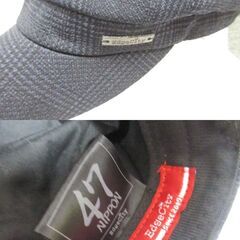 ( M-972 )EdgeCity エッジシティー 47NIPPON キャスケット 帽子 ブルー 紺色 青 チェック柄 中古の画像
