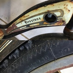 h-177△ q 岐阜発/ 昭和レトロ/ Fire Stone/ 自転車/ 24インチ/ ビンテージ/ 走行確認/ サビあり/ 現状品/ 管15s/ R7.9/2 △の画像