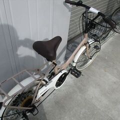 E613　★　13800円★　ミニベロ中古自転車 　LEDオートライト　６段　ブラウン【20インチ 】の画像