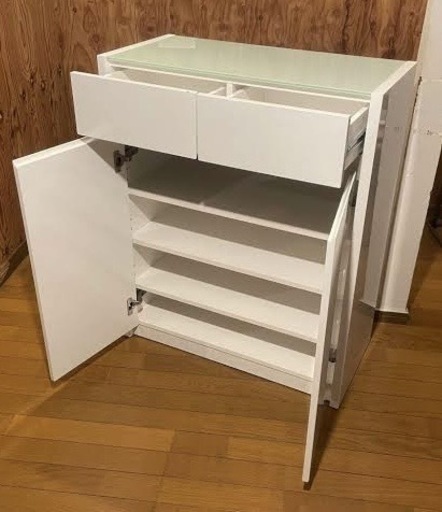 強化ガラス天板 食器棚 レンジ台 ボード 村内家具 幅74cm