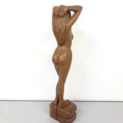 ss7777　木彫り 裸婦像 高さ85cm 女性像 オブジェ 木製 彫刻 工芸品 アジアン インテリア 置物 裸婦像 中古の画像