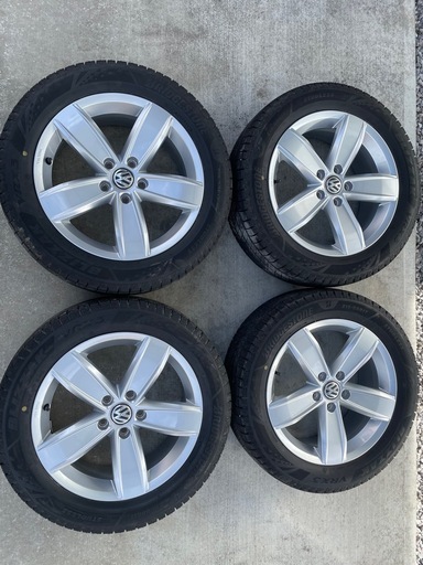 【美品】フォルクスワーゲン 純正 アルミホイール スタッドレス シャラン パサートオールトラック 215/55R17 17インチ 