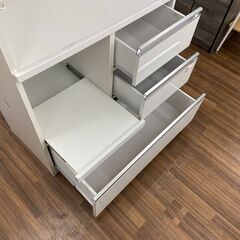【ジモティー割引あり！】【ジャングルジャングル守口店】食器棚　ホワイト　幅90cm　奥46cm　高さ183cmの画像