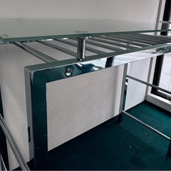 【無料】ガラス天板のカウンターテーブル　W120 D60 H100cmの画像
