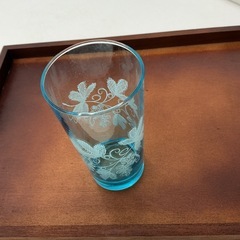 昭和レトロ ブルーグラス 6個セット 花模様 の画像