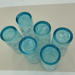 昭和レトロ ブルーグラス 6個セット 花模様 の画像