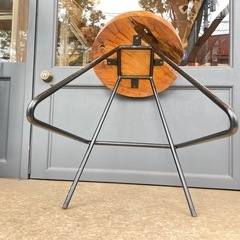 B7106【無垢×アイアン】ラウンドスツール  アイアンスツールの画像