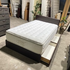 💥激安💥❗️配送•設置🉑❗️♻️処分撤去♻️ 収納付き　NITORI　セミダブルベッド　NSLEEP プレミアムマットレスセットの画像