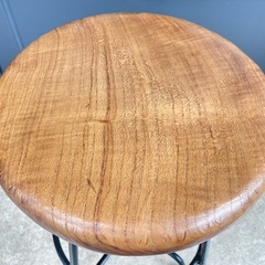 B7107【無垢×アイアン】ラウンドスツール アイアンスツールの画像