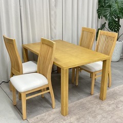 KJ-32【新入荷　リサイクル品】ナフコ　Nセレクト/アッシュ材　ダイニング5点セット　ナチュラルの画像