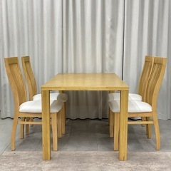 KJ-32【新入荷　リサイクル品】ナフコ　Nセレクト/アッシュ材　ダイニング5点セット　ナチュラルの画像