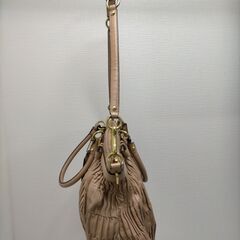 COACH コーチ ギャザードレザー 2WAY バッグ ショルダー ハンドバッグ ピンクベージュ レディース ブランド　251020-7Tの画像