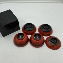 漆塗り 吸物椀（汁椀）5客セット／木箱入りの画像