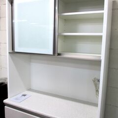 ニトリ 食器棚 キッチン棚 キッチンボード キッチンカウンター アルミナ2 100KBWH ホワイト 幅100.5㎝×奥行45㎝×高さ200.5cm 配達可の画像